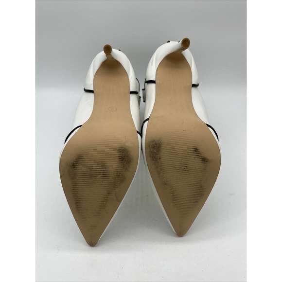Liliana Ultra High White Black Trim Heel Boots Booties SIZE 9 - Picture 7 of 12